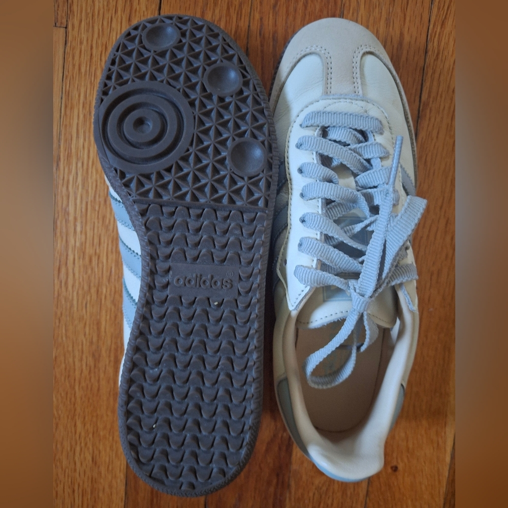 Women's Adidas Samba                     White and Light Blue - Picture 4 of 10